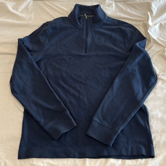 Perry Ellis Navy Ribbed Quarter-Zip Sweater – Size M – EUC - Picture 1 of 2